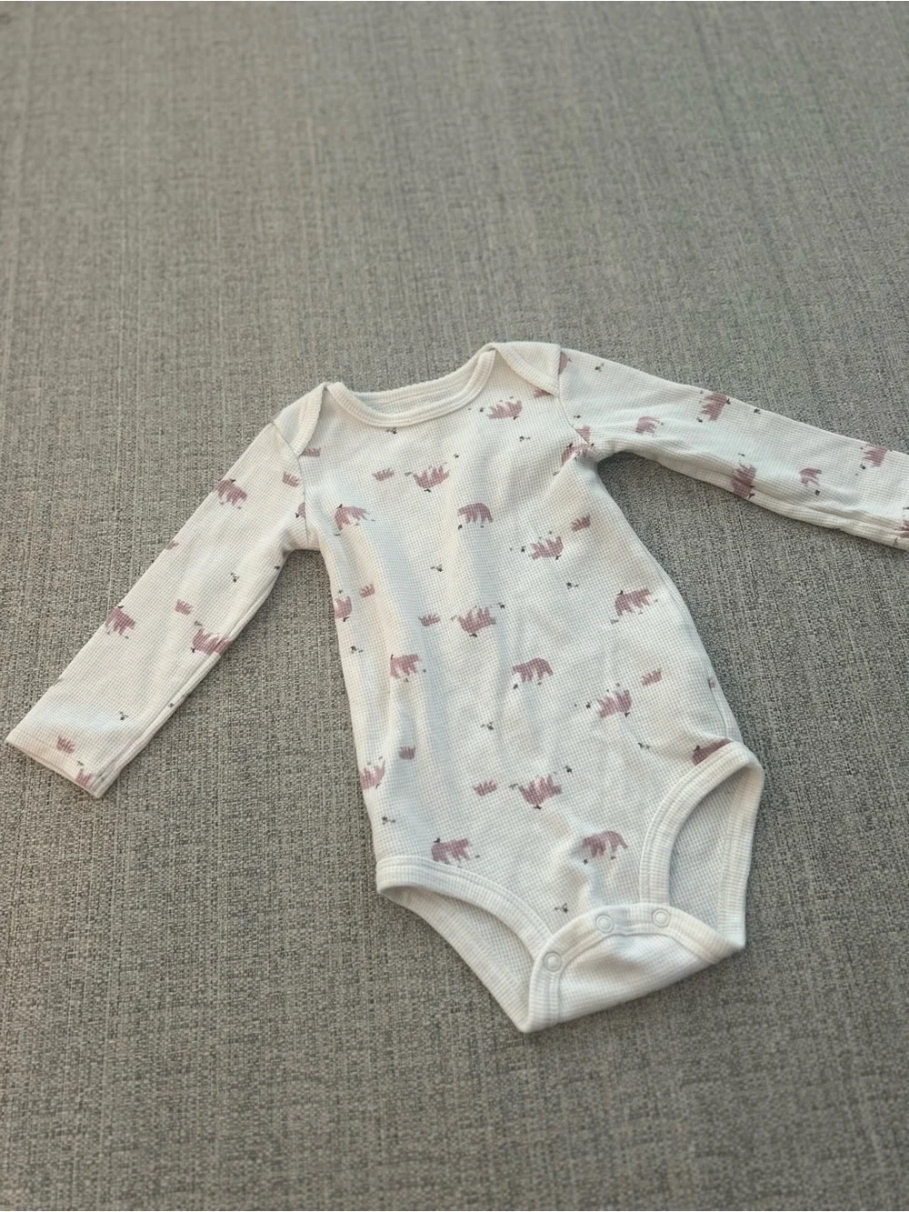 Carter's White Long-Sleeve One-Piece & Pants Set with Pink Bear Print. Size 18M